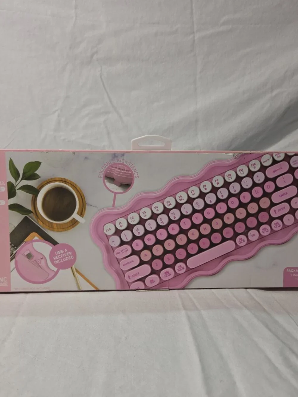 Ijoy Full Size Wave Sync Wireless Keyboard Pink Battery Portable USB
